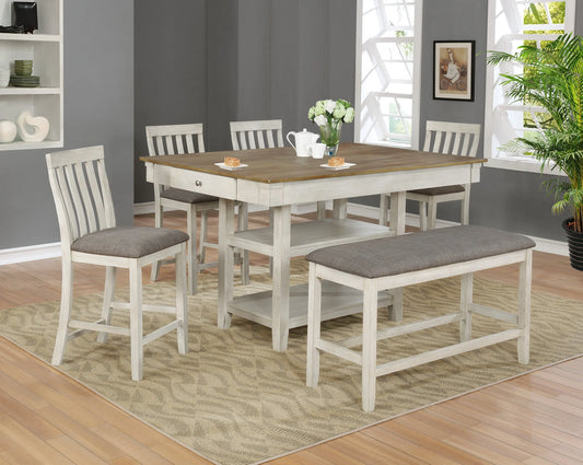 Nina White/Brown Counter Height Dining Set Crown Mark