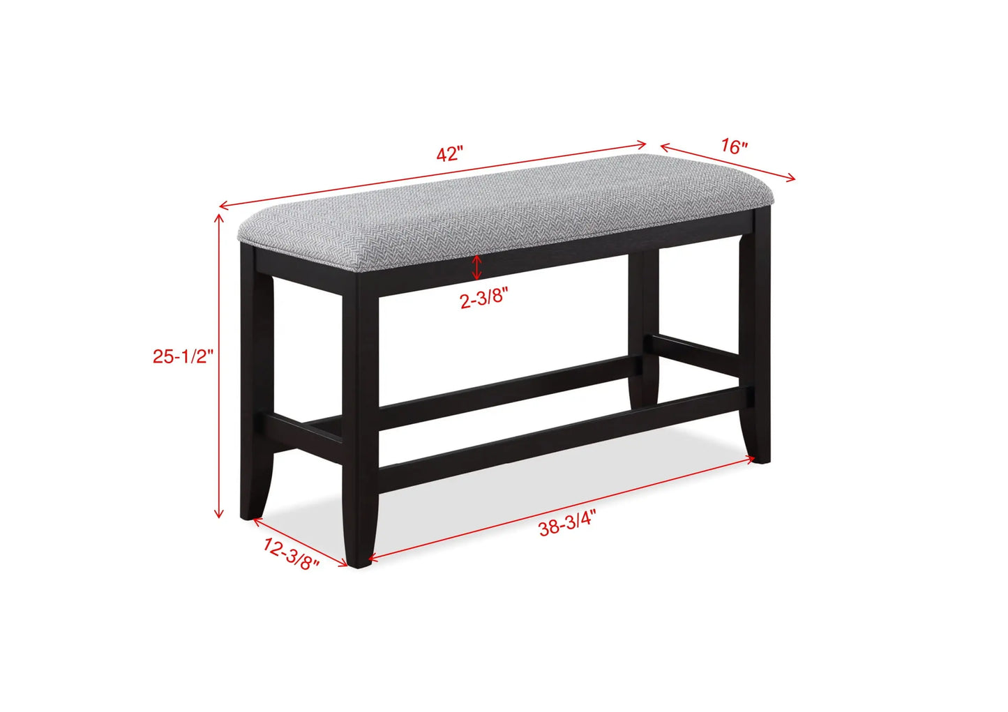 Frey Black/Gray Counter Height Dining Bench Crown Mark