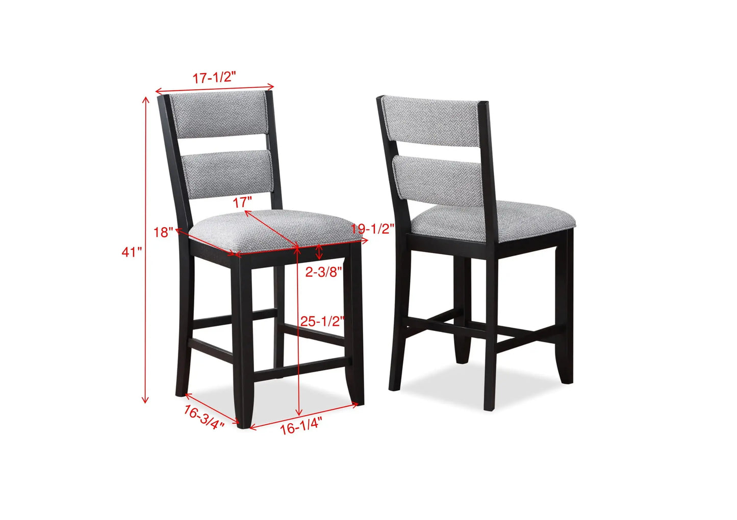 Frey Black/Gray Counter Height Chair, Set of 2 Crown Mark