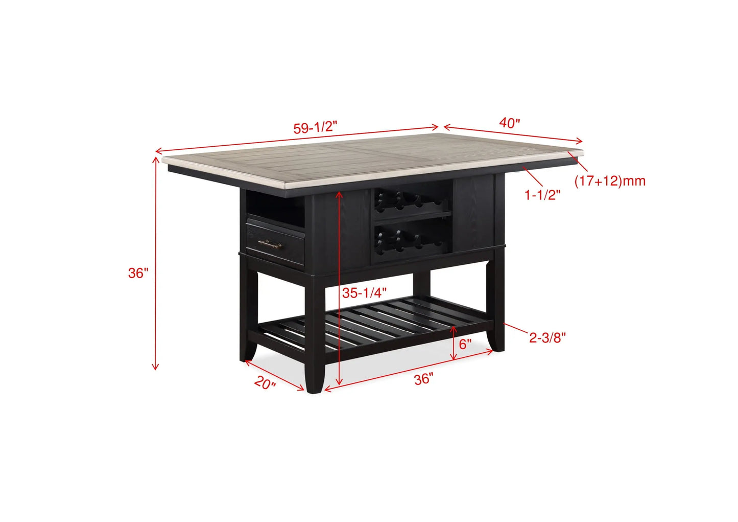 Frey Black/Gray Counter Height Dining Set Crown Mark