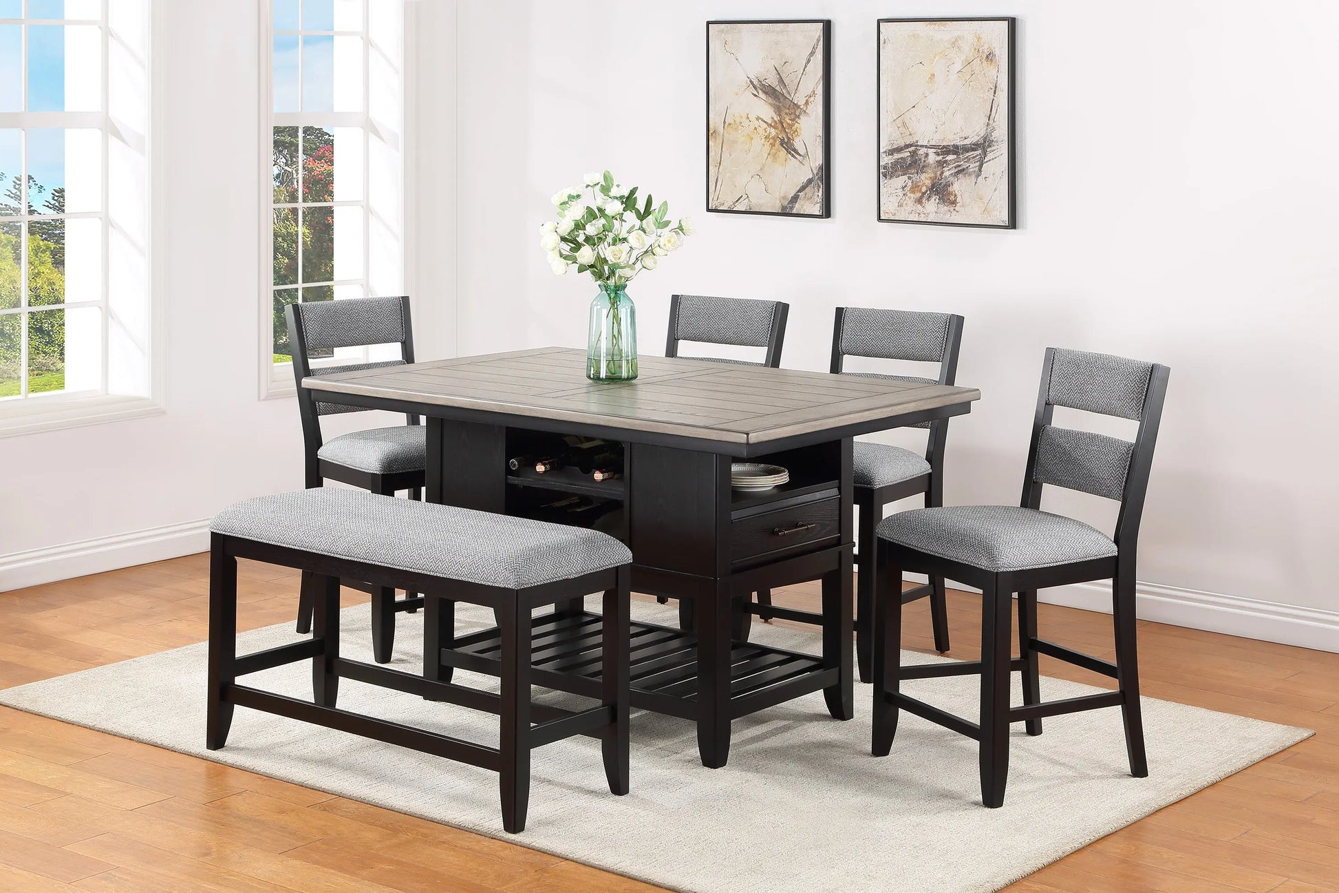 Frey Black/Gray Counter Height Dining Set Crown Mark