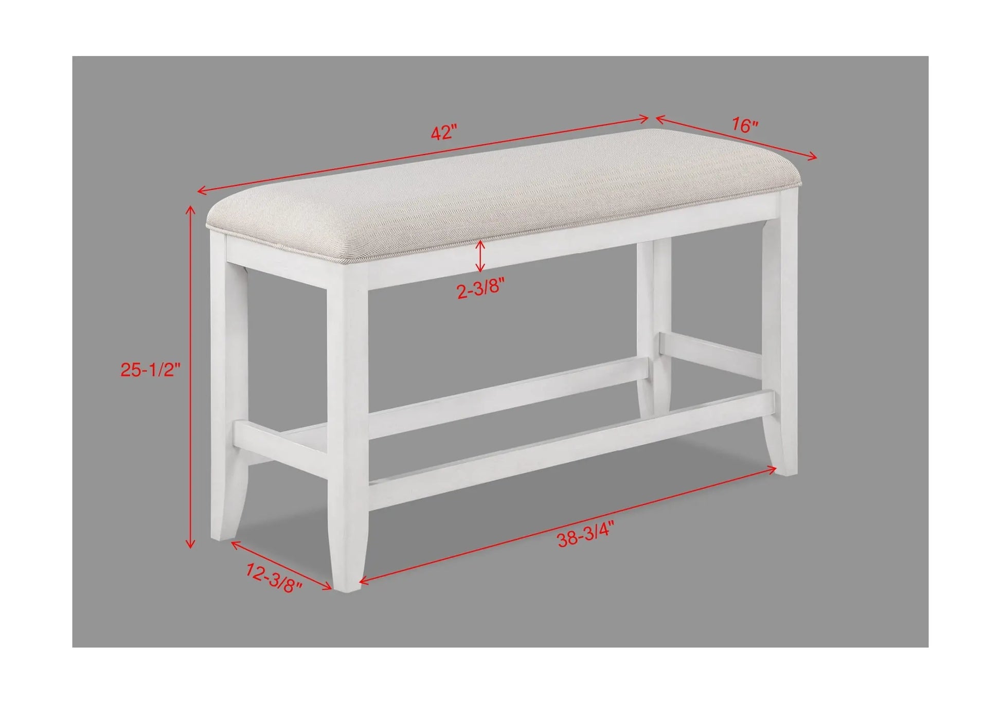 Wendy White Counter Height Dining Bench Crown Mark