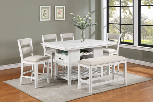 Wendy White Counter Height Dining Set Crown Mark