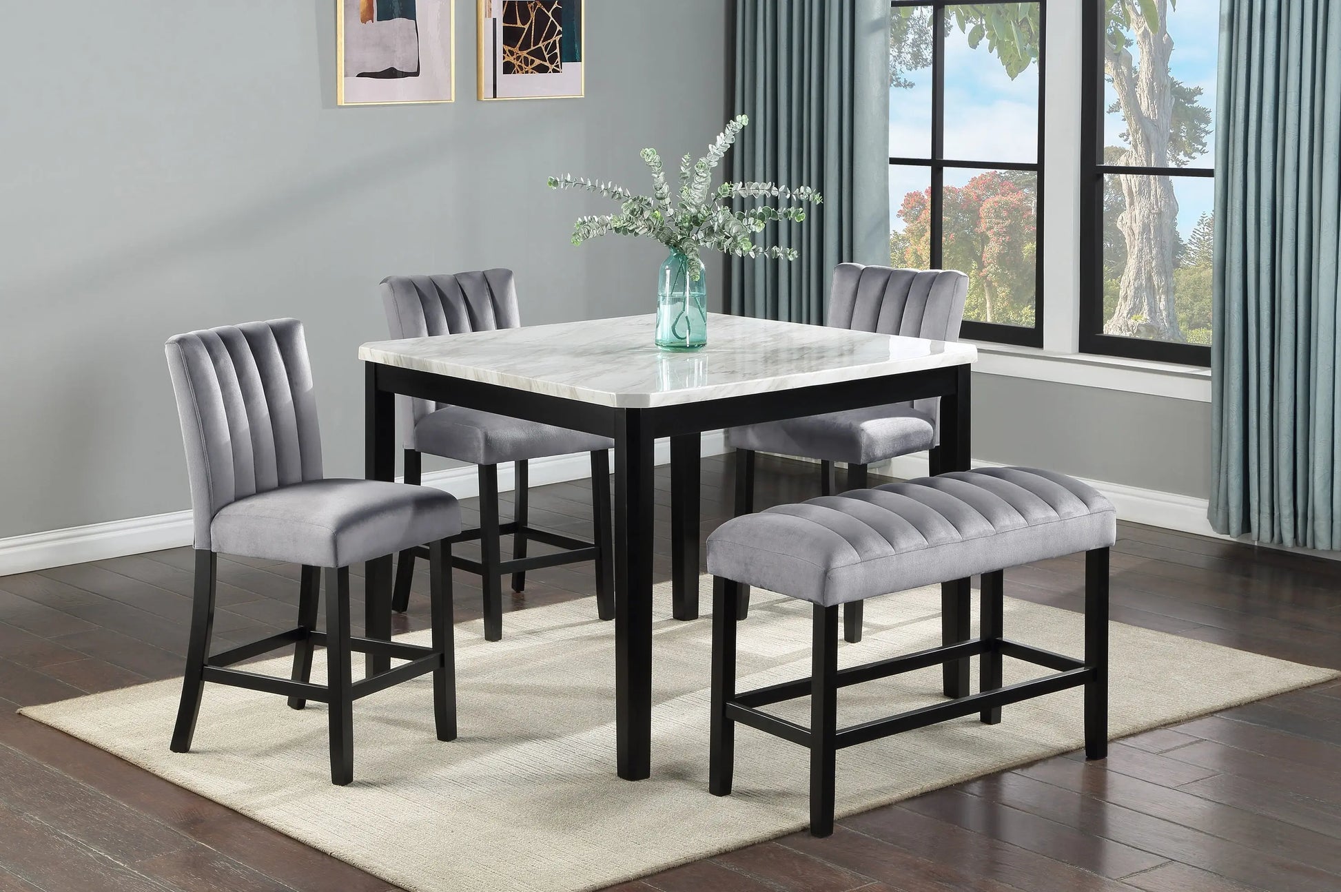 Pascal Black/Gray Square Counter Height Dining Set Crown Mark