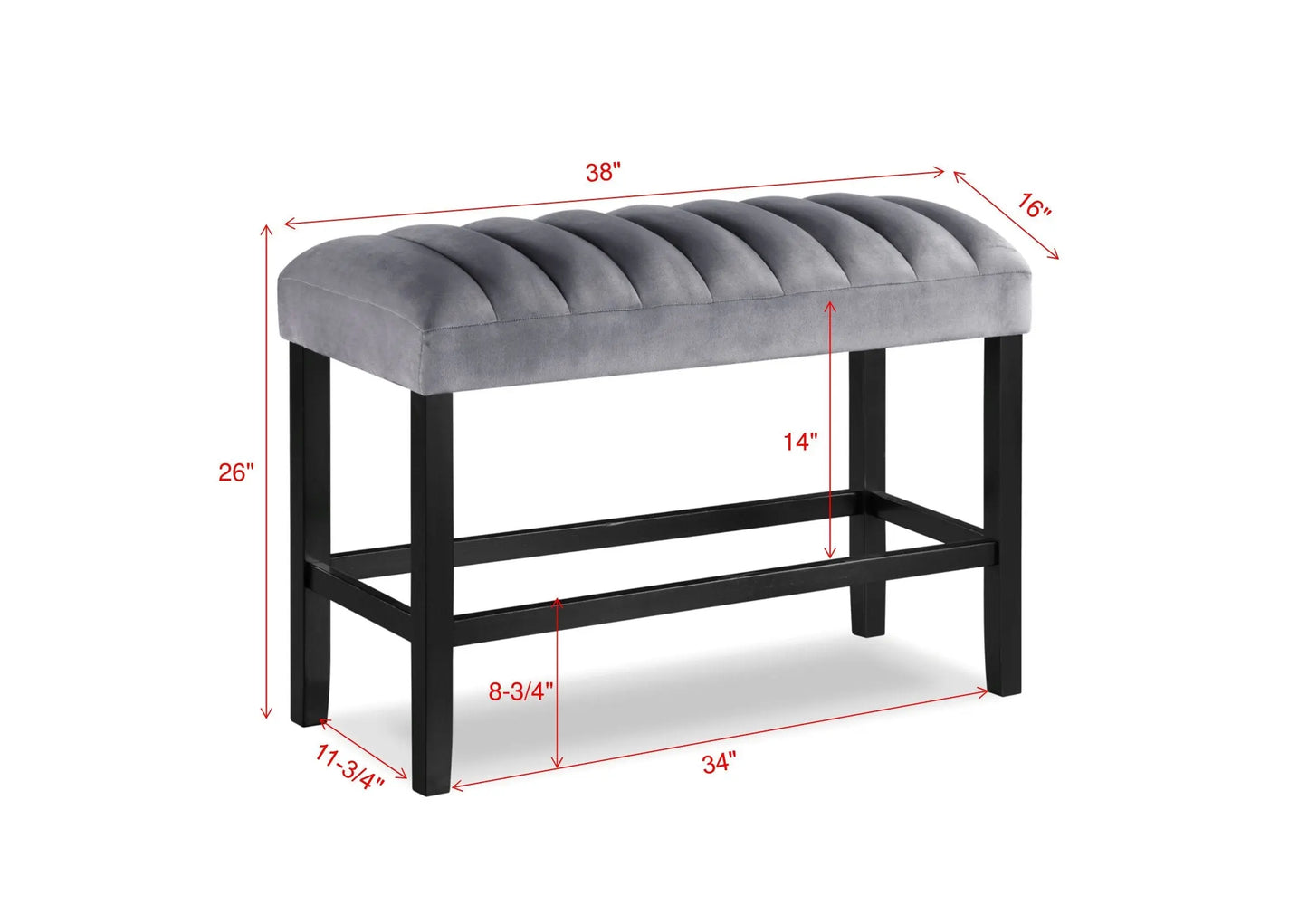 Pascal Black/Gray Counter Height Dining Bench Crown Mark