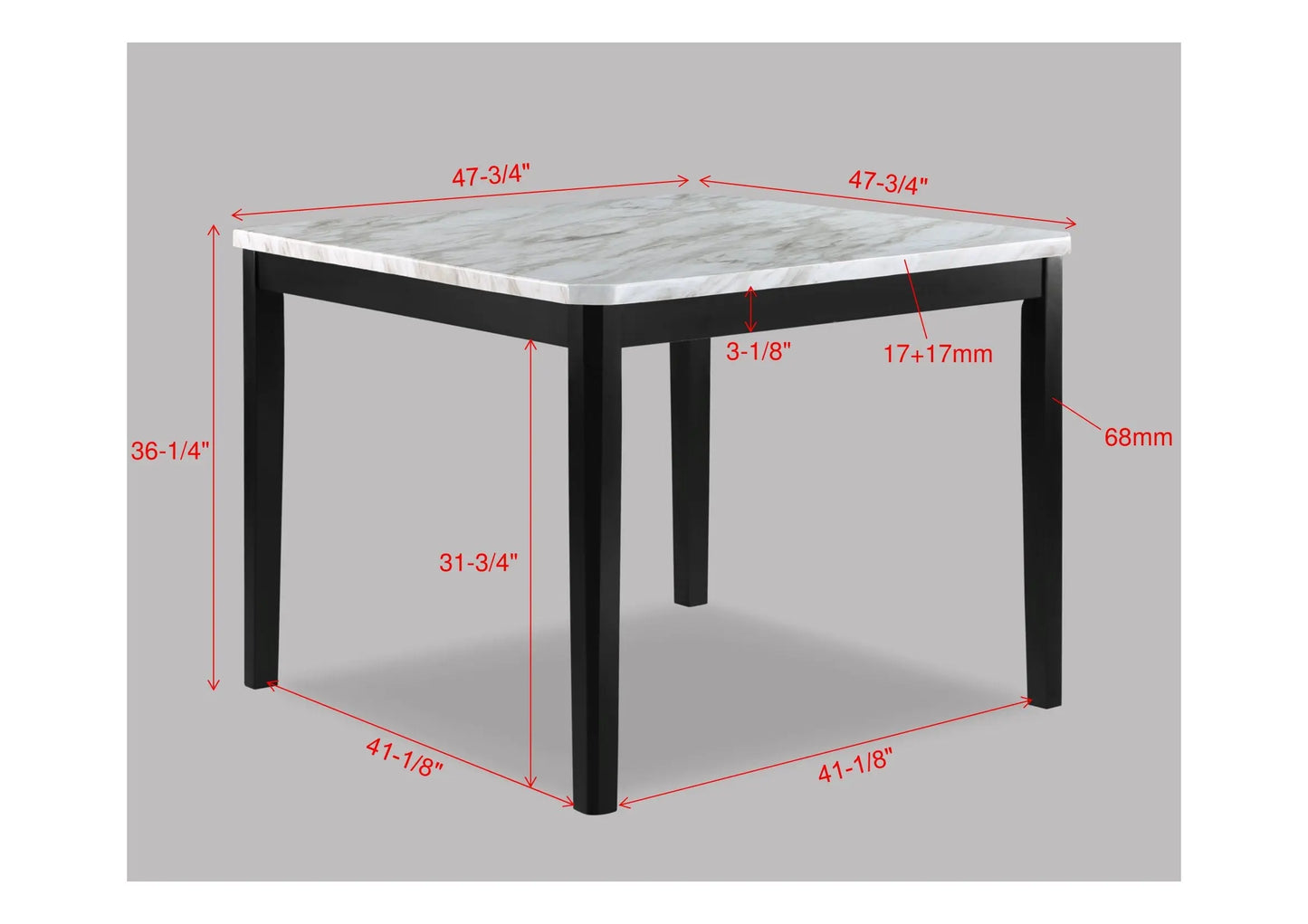 Pascal Black/Gray Square Counter Height Dining Set Crown Mark