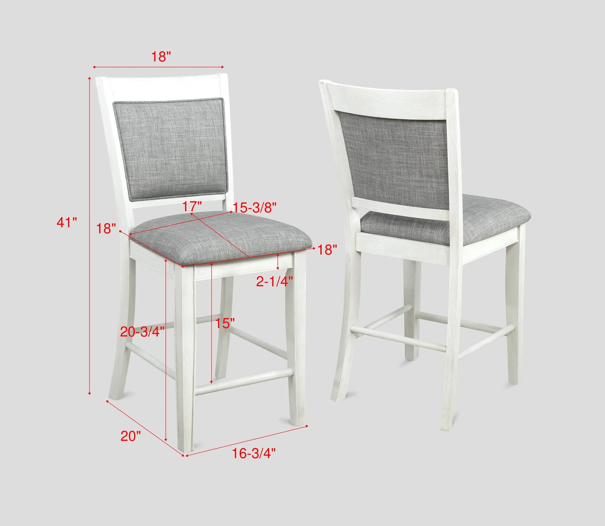 Hartwell Chalk Gray Counter Height Chair, Set of 2 Crown Mark