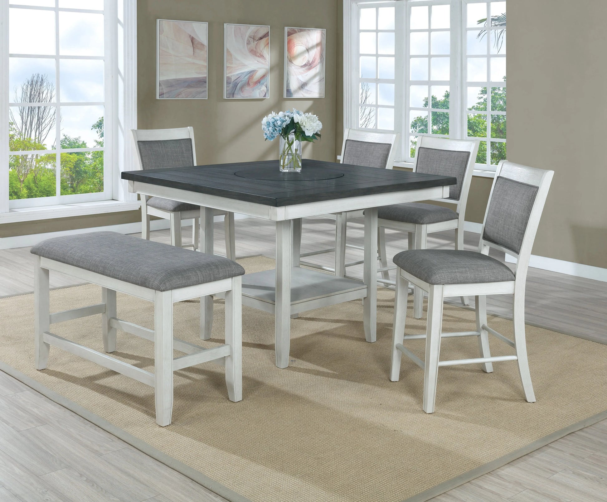 Fulton Chalk/White Counter Height Dining Set Crown Mark