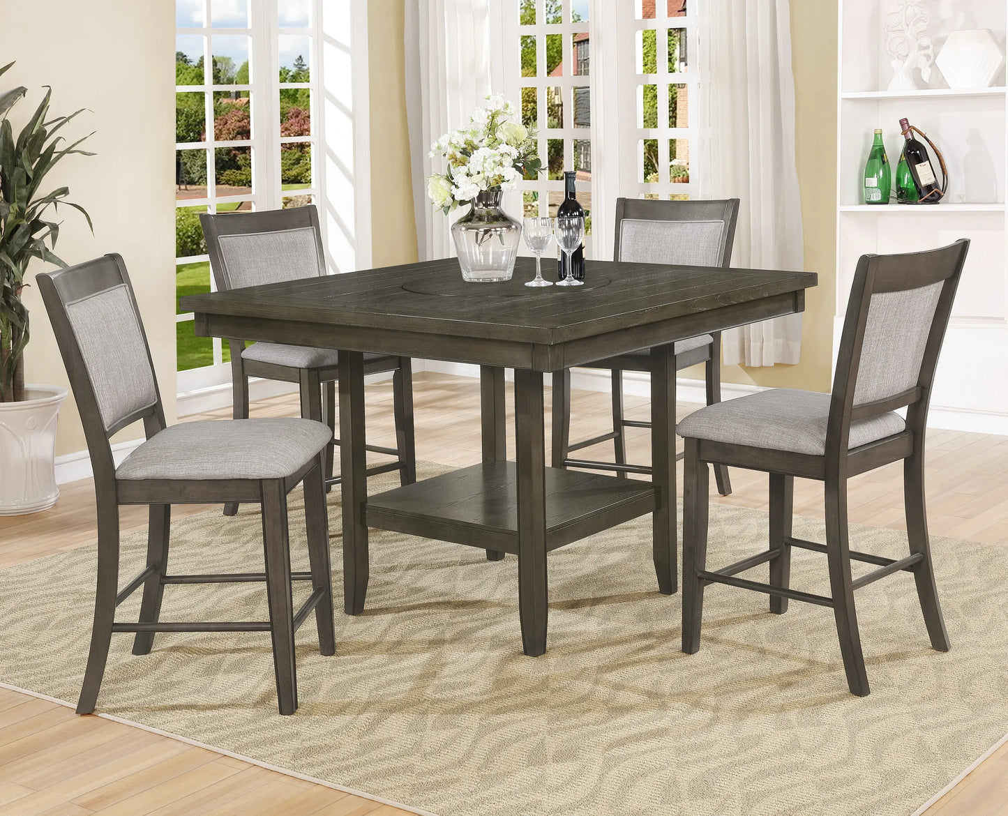 Fulton Gray Counter Height Dining Set Crown Mark