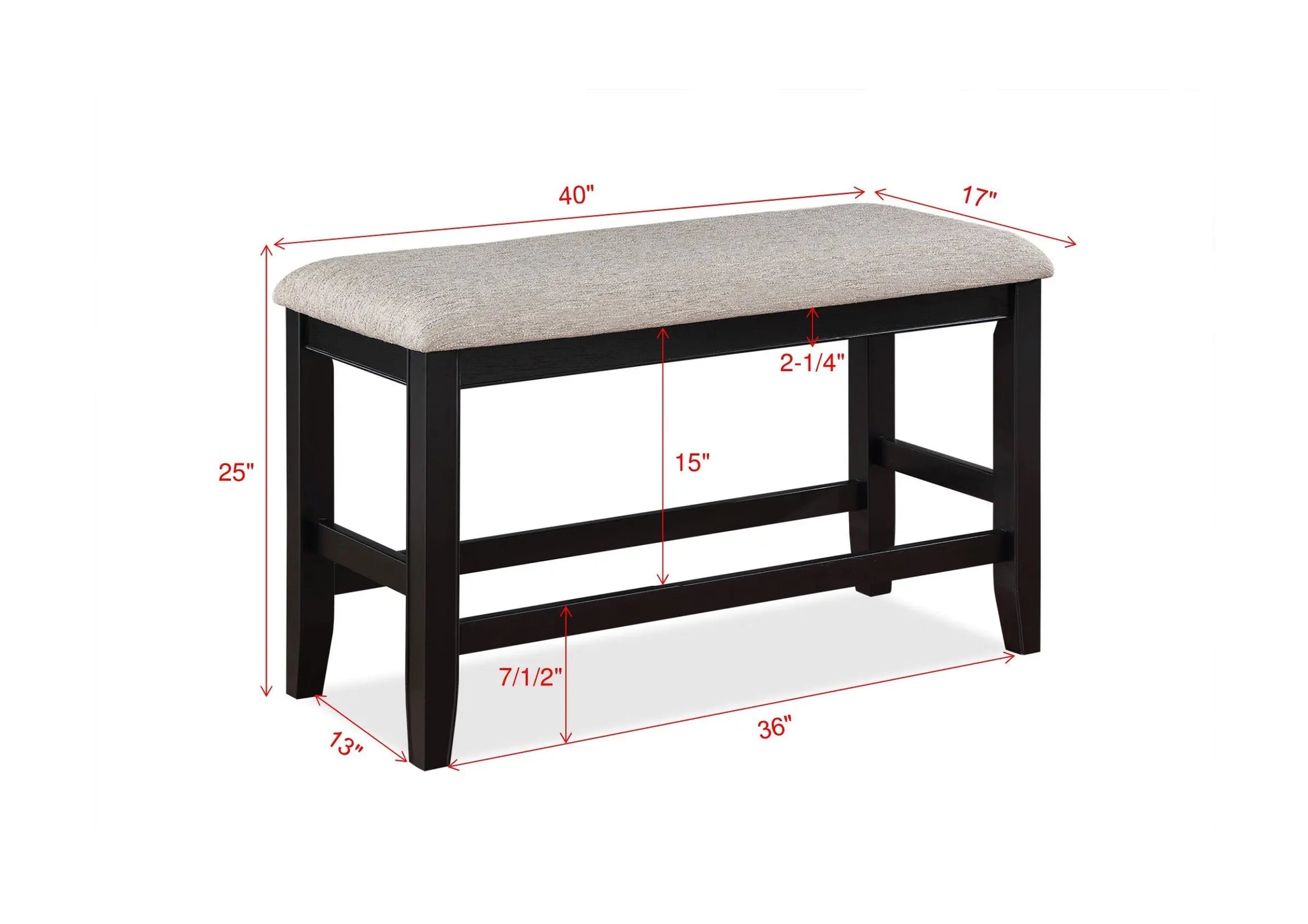 Fulton Light Gray Counter Height Dining Bench Crown Mark