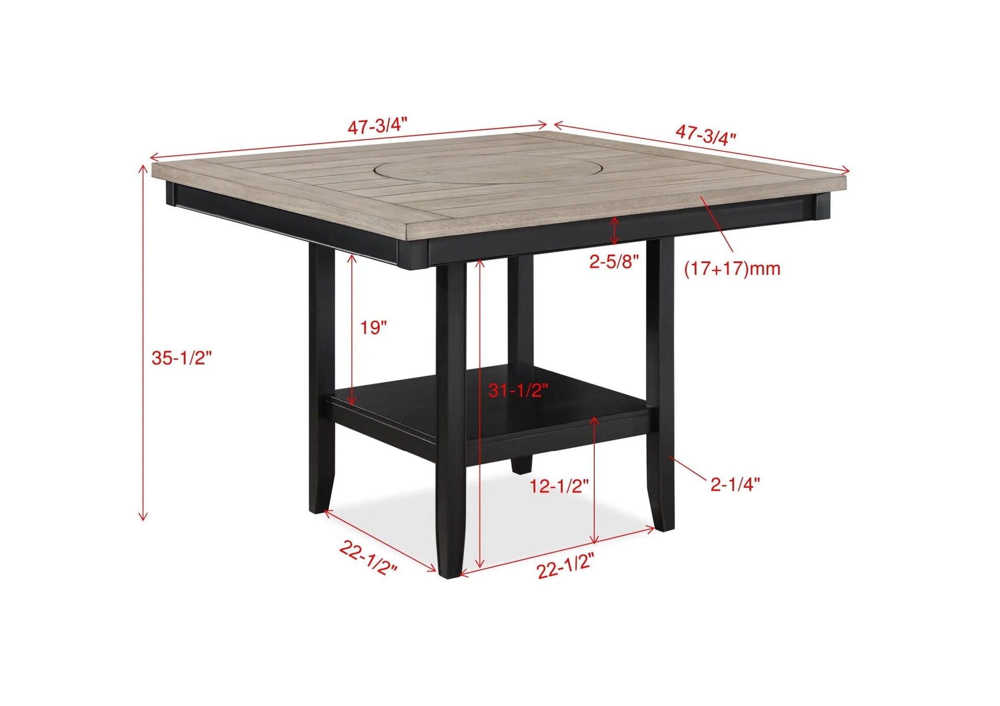 Fulton Charcoal/Light Gray Extendable Counter Height Dining Set Crown Mark