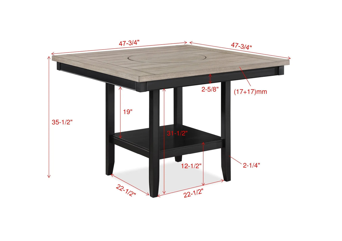 Fulton Charcoal/Light Gray Counter Hight Table Crown Mark