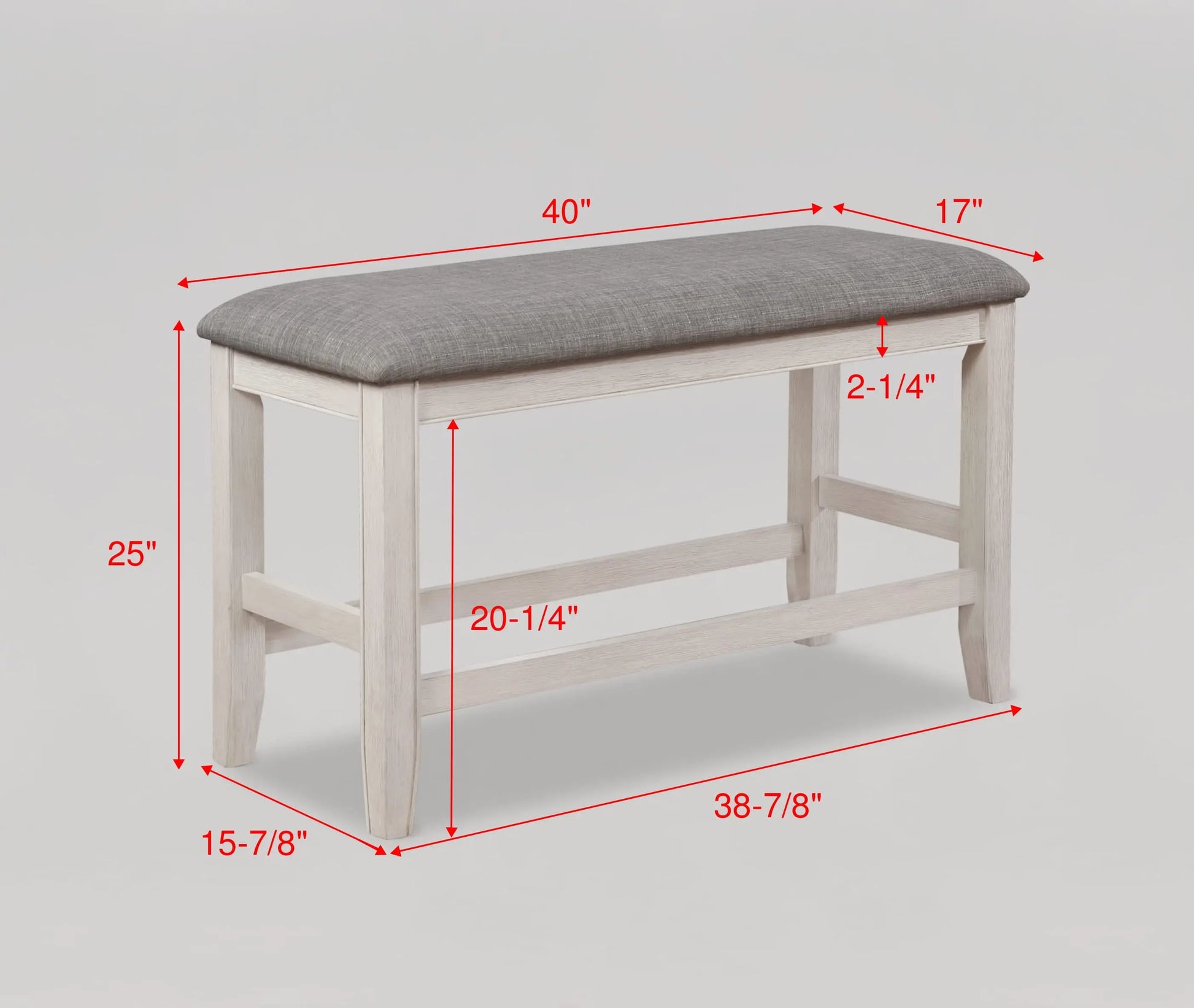 Fulton White Counter Height Dining Bench Crown Mark