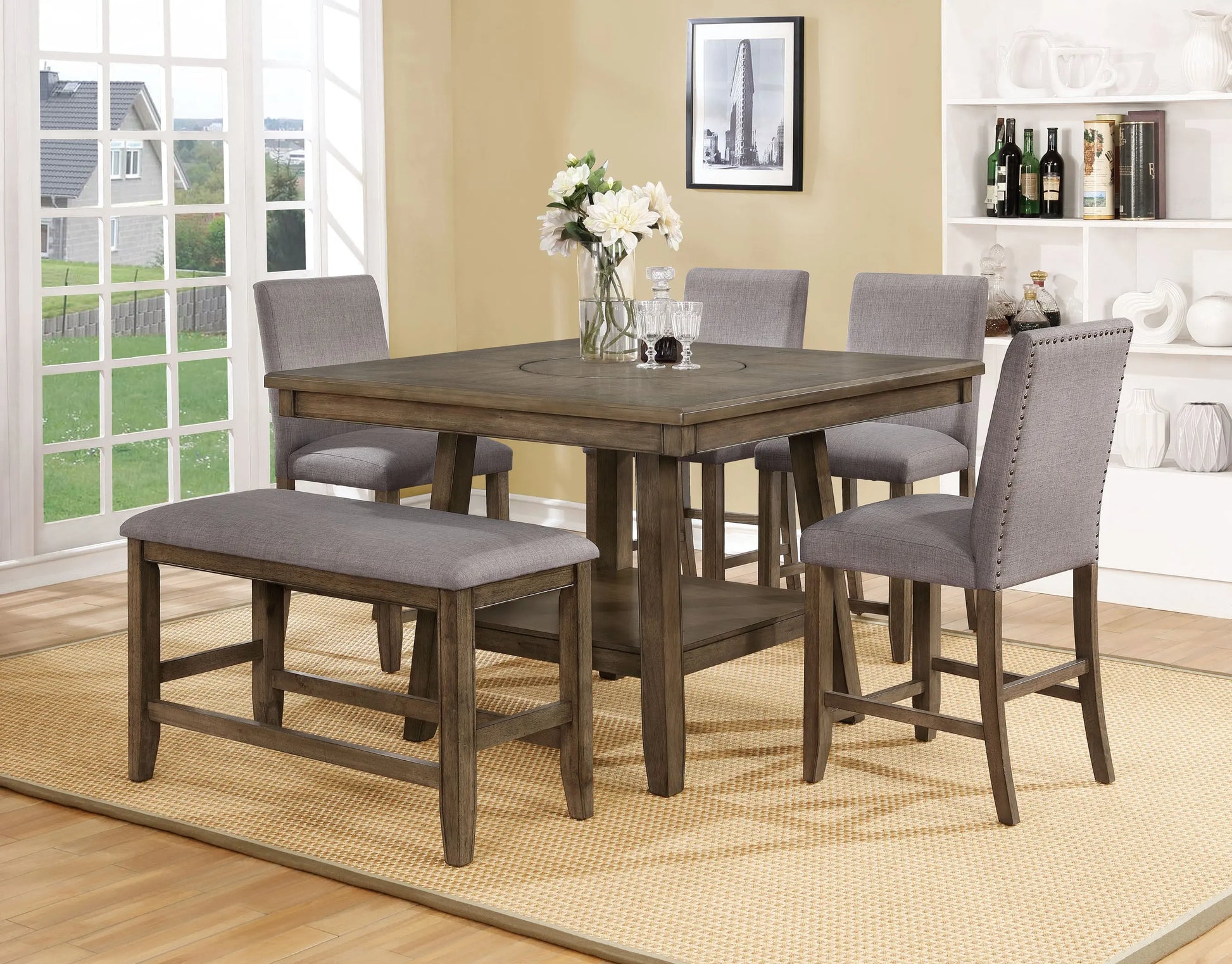 Manning Brown Counter Height Dining Set Crown Mark