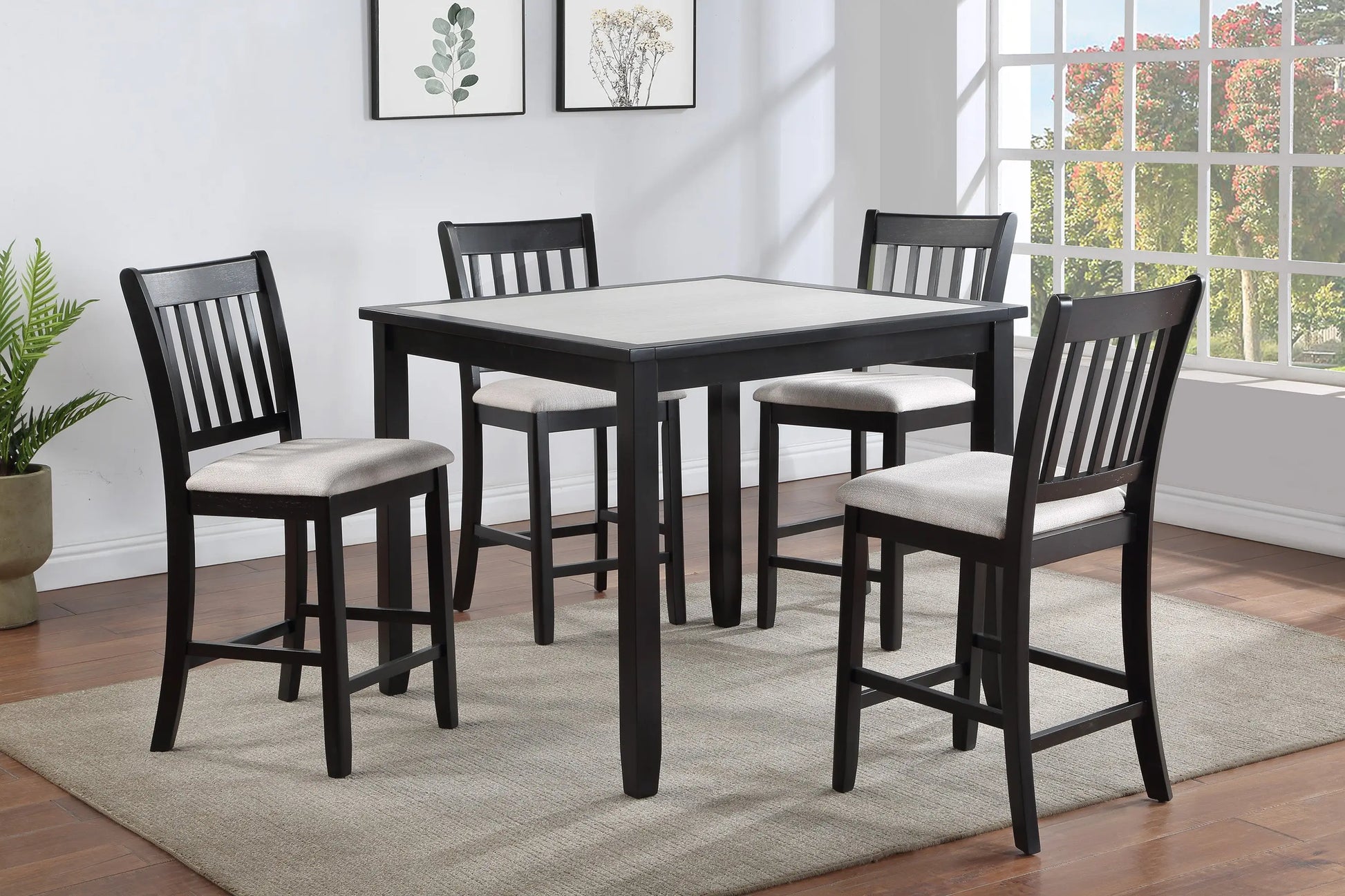 Salvador Black/White 5-Piece Counter Height Dining Set Crown Mark