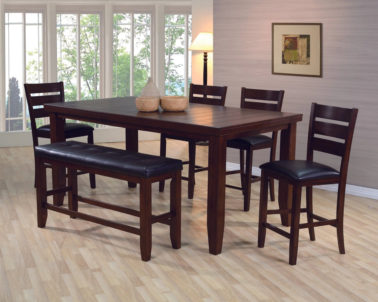 Bardstown Cherry Brown Counter Height Dining Set Crown Mark