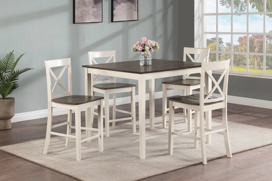 Theodore Ivory/Brown 5-Piece Counter Height Dining Set Crown Mark