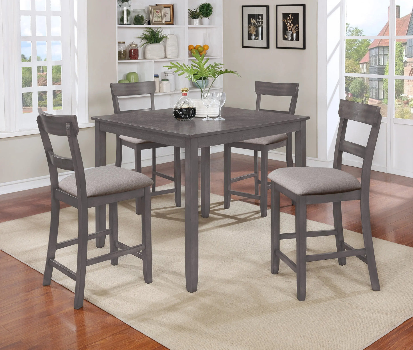 Henderson Gray 5-Piece Counter Height Dining Set Crown Mark