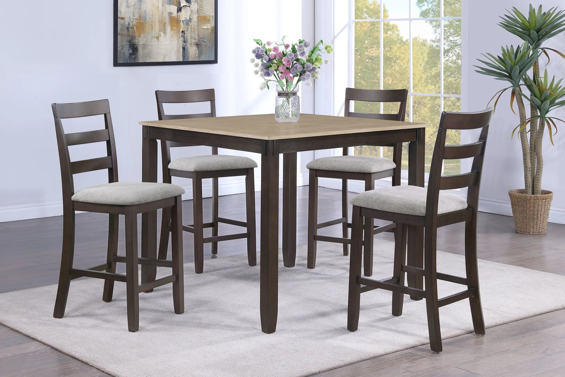 Branson Light Brown 5-Piece Counter Height Dining Set Crown Mark