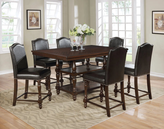 Langley Espresso Counter Height Dining Set Crown Mark