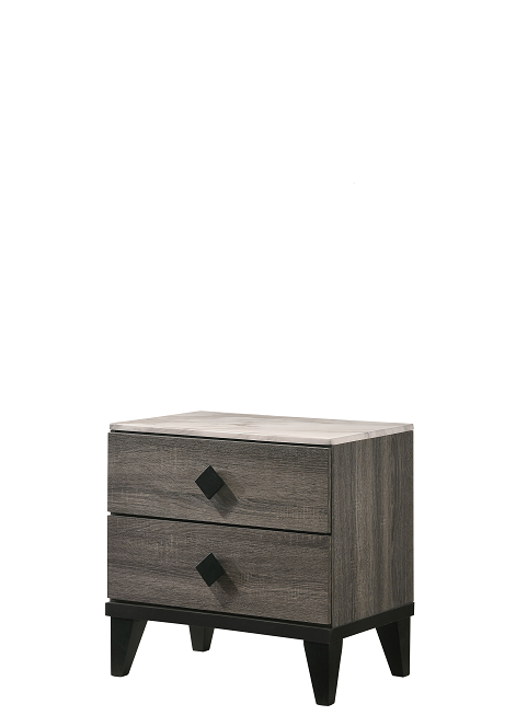 Avantika Faux Marble & Rustic Gray Oak Nightstand ACME East