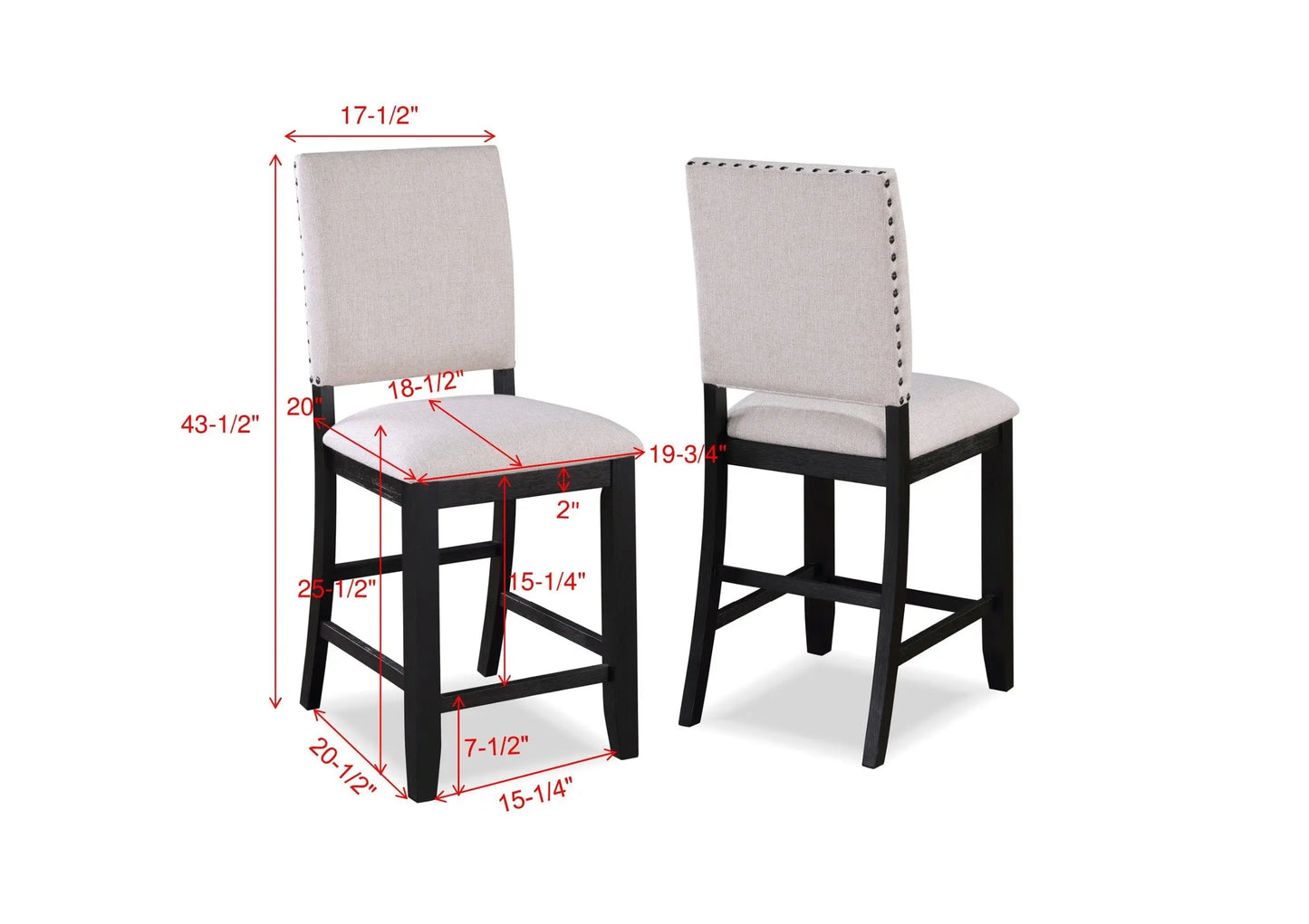 Regent Charcoal Black Counter Height Chair, Set of 2 Crown Mark