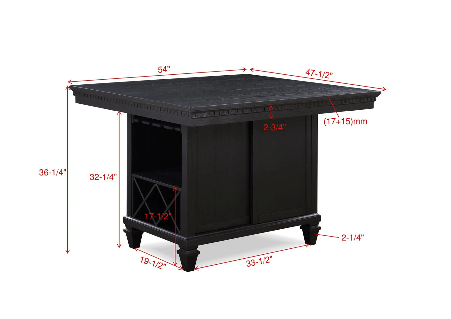 Regent Charcoal Black Counter Height Table Crown Mark