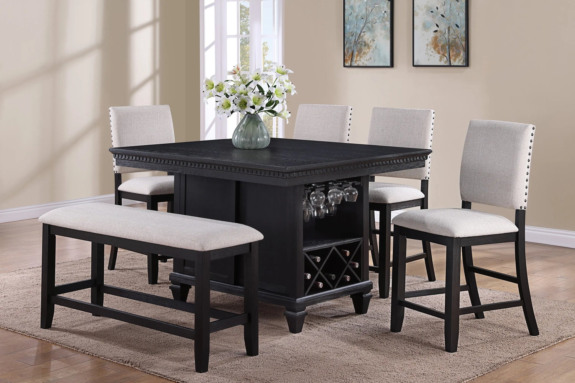 Regent Charcoal Black Counter Height Table Crown Mark