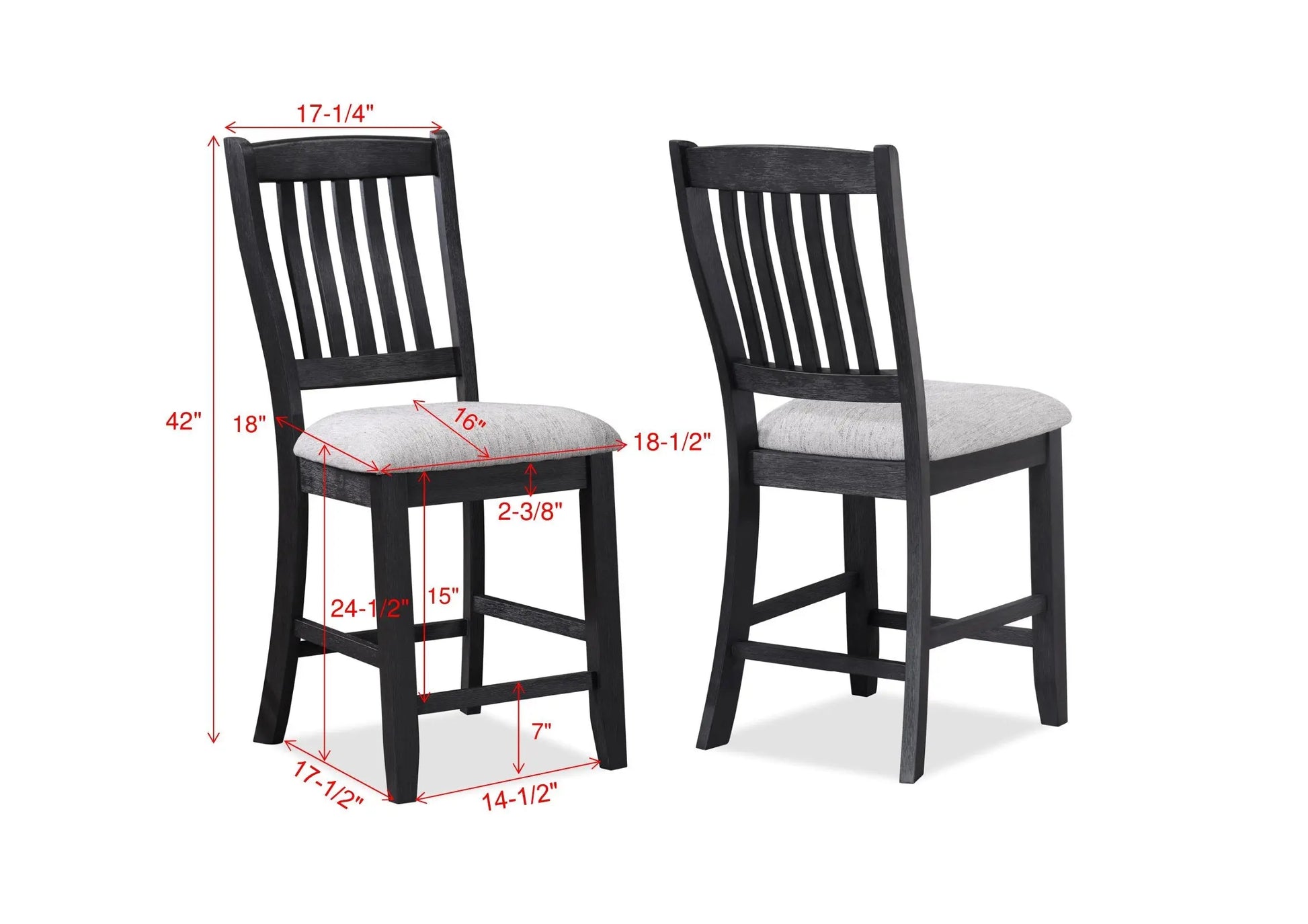 Buford Charcoal Black/Light Gray Counter Height Chair, Set of 2 Crown Mark