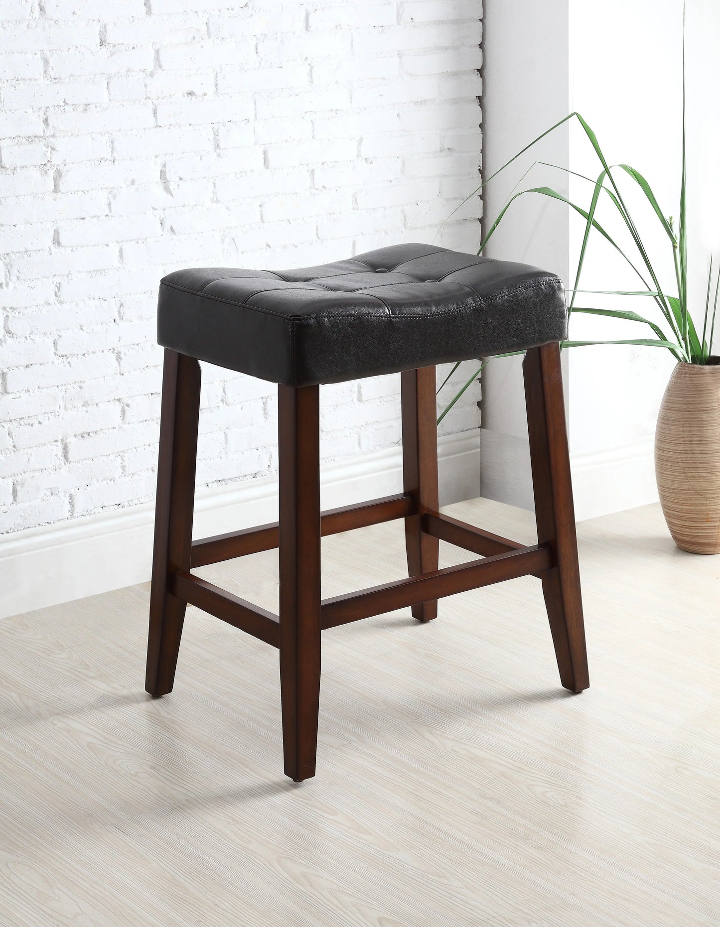 Kent 24" Espresso Saddle Counter Stool, Set of 2 Crown Mark