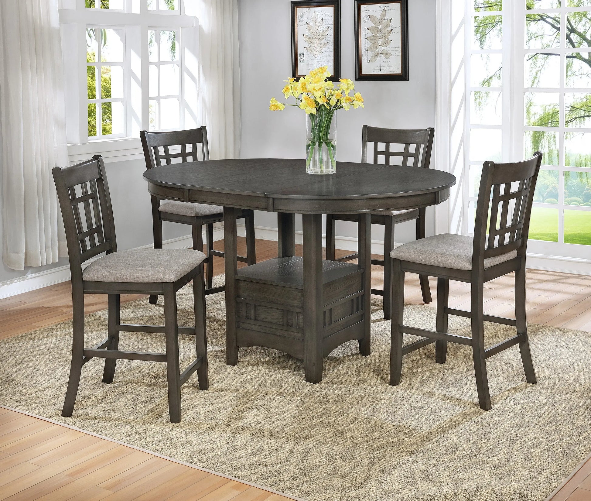 Hartwell Gray Counter Height Dining Set Crown Mark