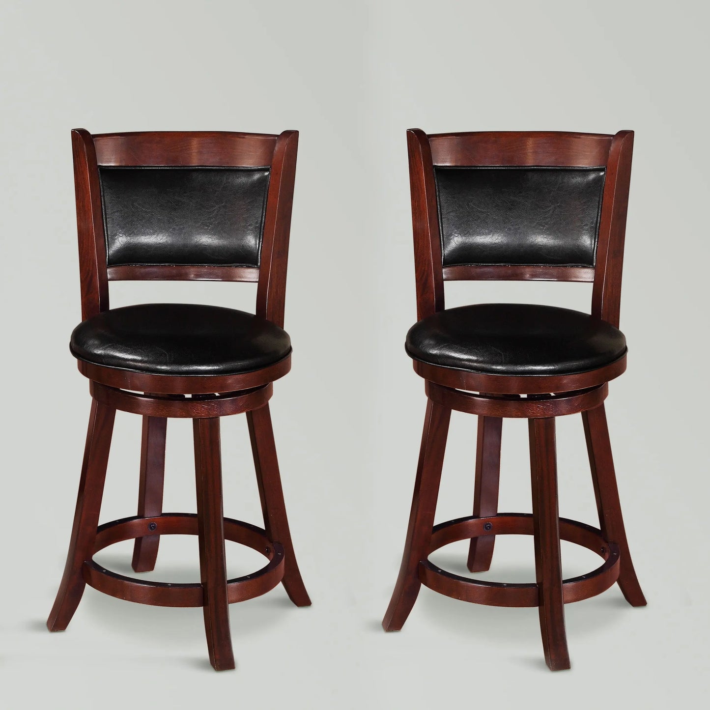 Cecil 24" Cherry Swivel Counter Height Chair, Set of 2 Crown Mark