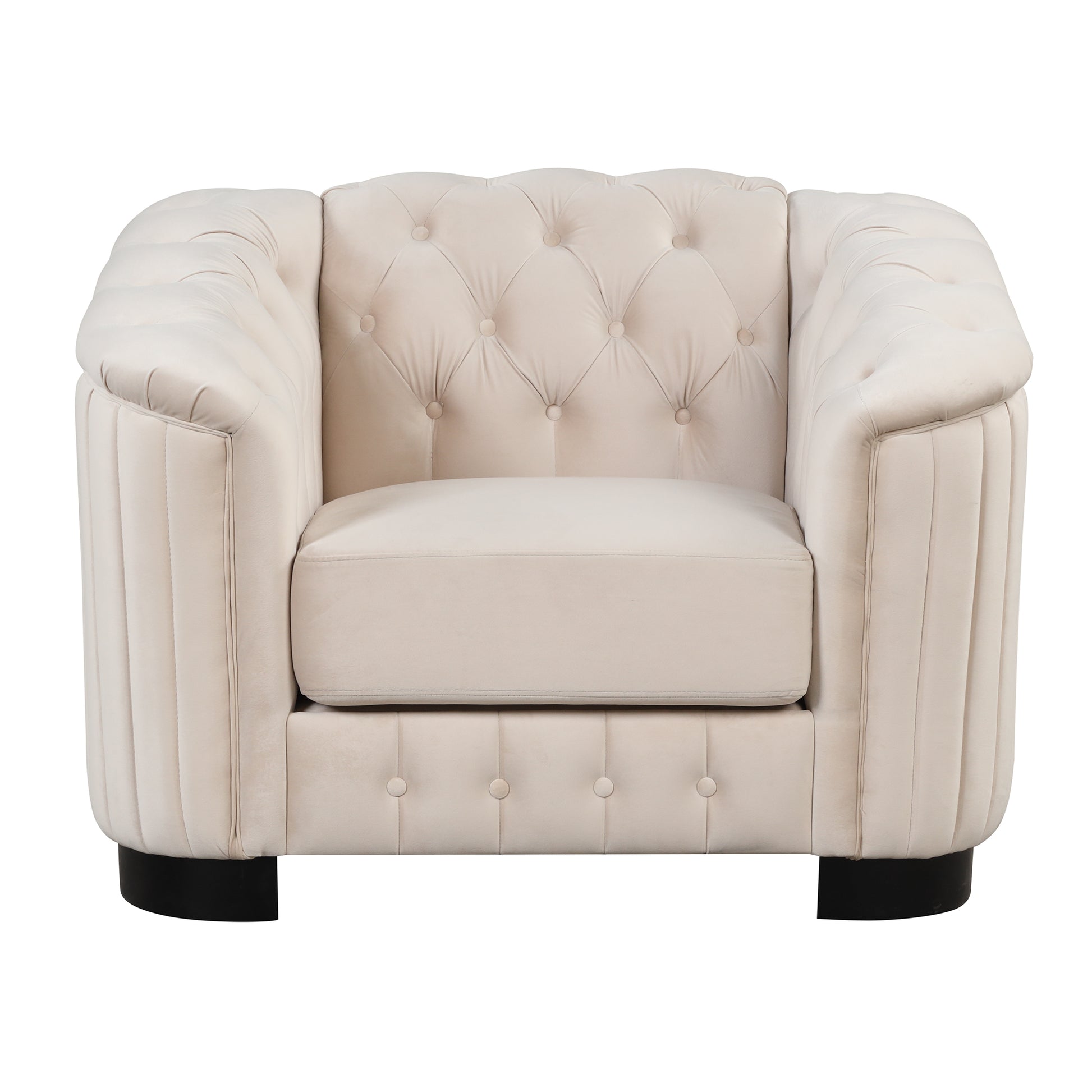 41.5" Velvet Tufted Upholstered Accent Sofa,Modern Single Sofa Chair with Thick Removable Seat Cushion,Modern Single Couch for Living Room,Bedroom,or Small Space,Beige House to Home Furnishings LLC