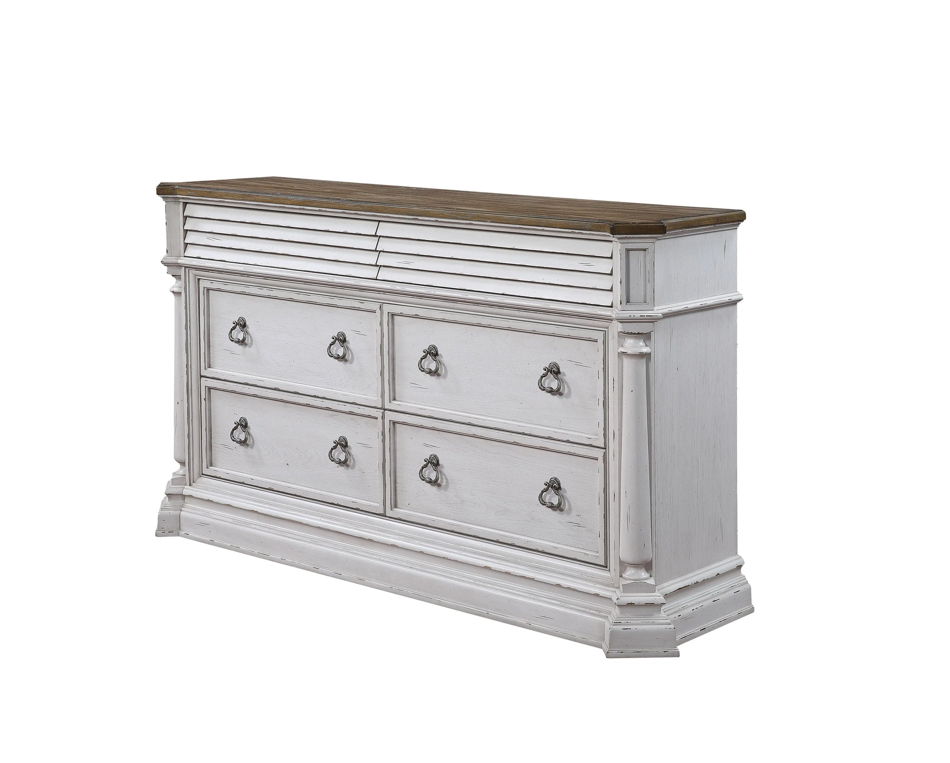 York Shire Antique White & Dark Charcoal Dresser ACME East