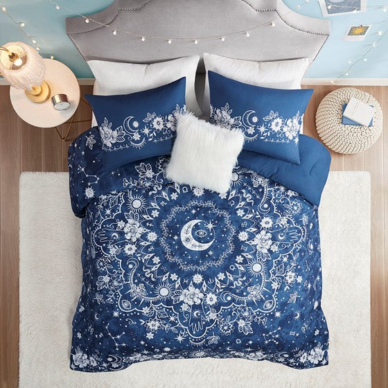 Celestial Comforter Set Navy Full/Queen Olliix.com