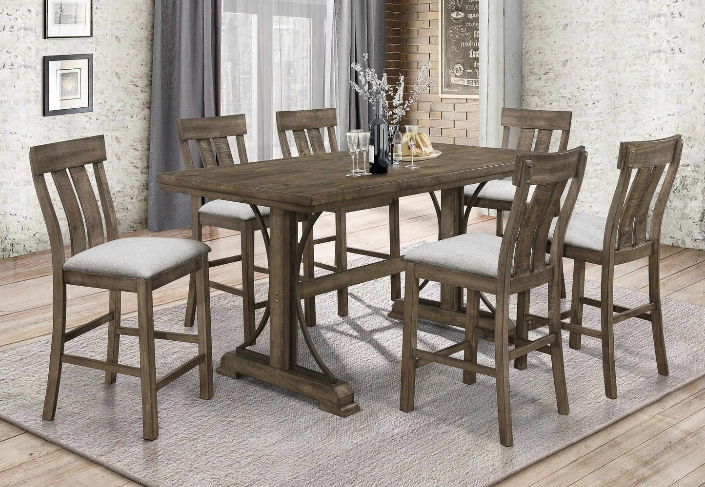 Quincy Grayish Brown Counter Height Dining Set Crown Mark