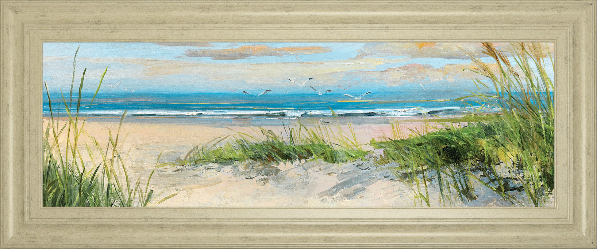 Catching The Wind Il By Sally Swatland - Framed Print Wall Art - Blue Classy Art