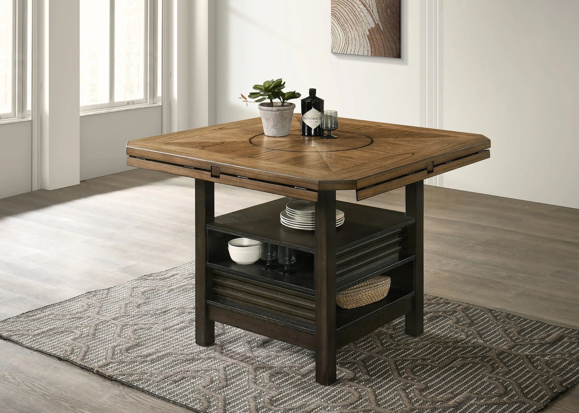 Oakly Brown Round/Square Counter Height Table Crown Mark