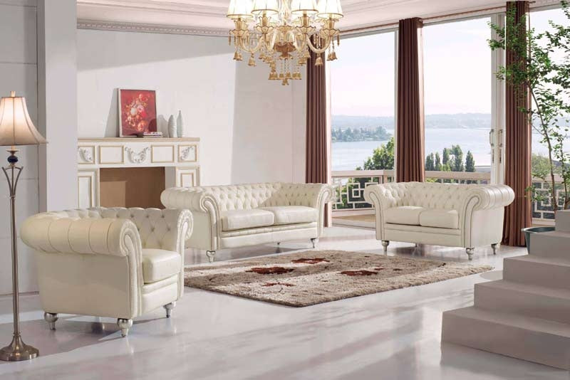 ESF Furniture - Extravaganza 287 2 Piece Sofa Set in Ivory - 287SC-2SET ESF Furniture