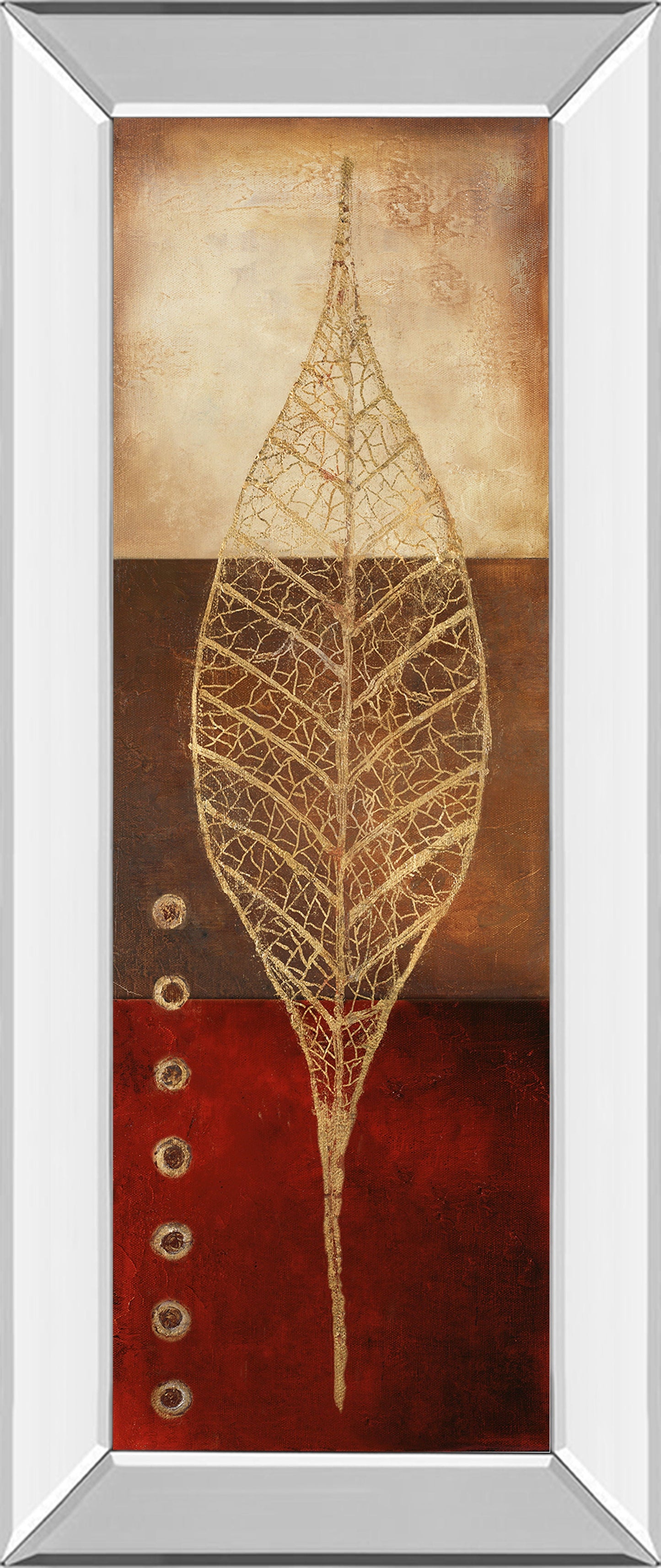 Fossil Leaves Il By Patricia Pinto - Mirror Framed Print Wall Art - Red Classy Art