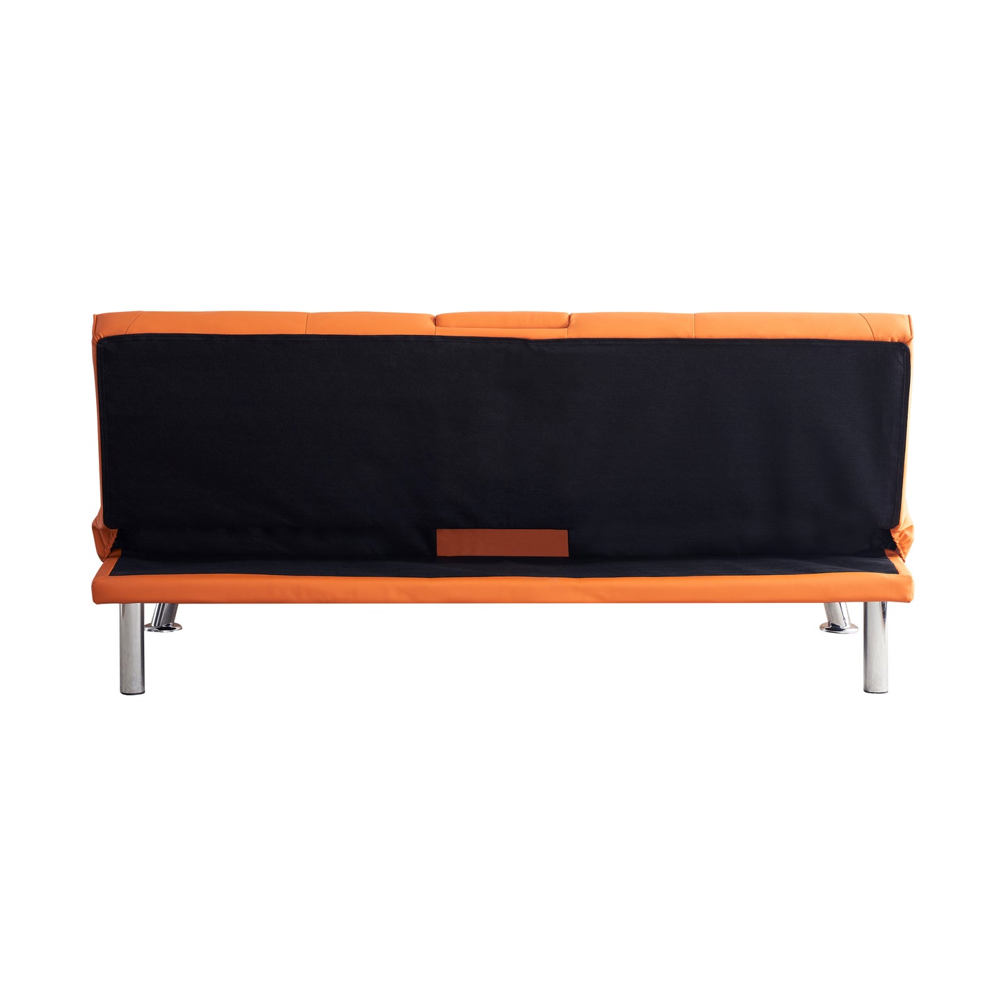 67" Orange Leather Multifunctional Double Folding Sofa Bed for Office with Coffee Table House to Home Furnishings LLC