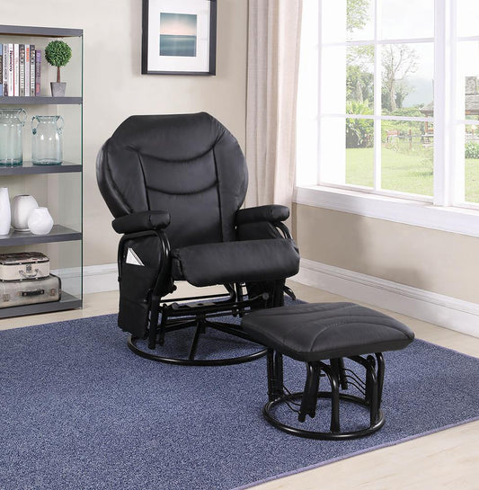 G2946 Upholstered Casual Black Swivel Glider and Ottoman Coaster Z2 Premium