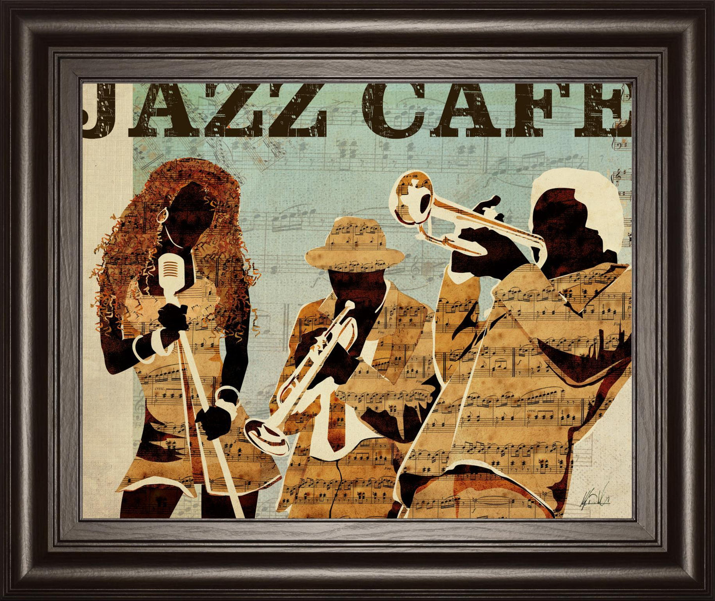 22x26 Jazz Cafe By Kyle Mosher - Light Brown Classy Art