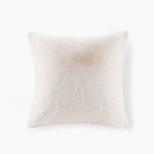 Solid Faux Fur Square Decor Pillow Ivory Olliix.com