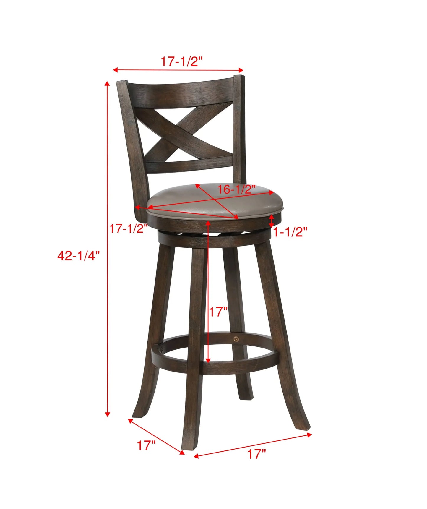 Kipper 29" Gray Swivel Barstool, Set of 2 Crown Mark