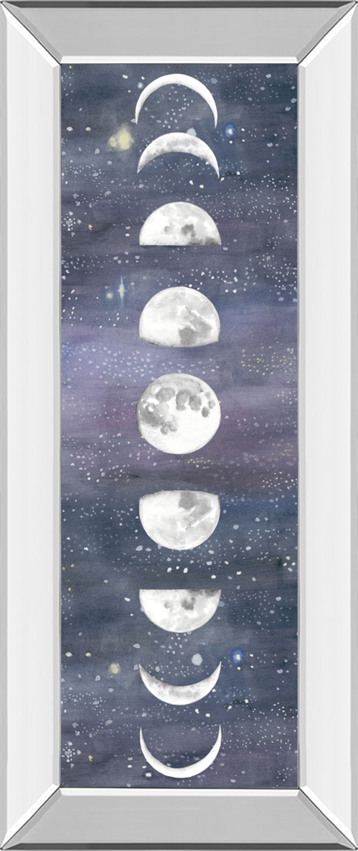 Moon Chart Il By Naomi Mccavitt - Mirror Framed Print Wall Art - Blue Classy Art