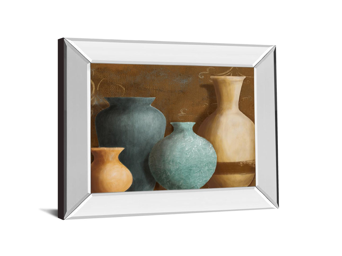 Ancient Clay Il By Lanie Loreth - Mirror Framed Print Wall Art - Blue Classy Art