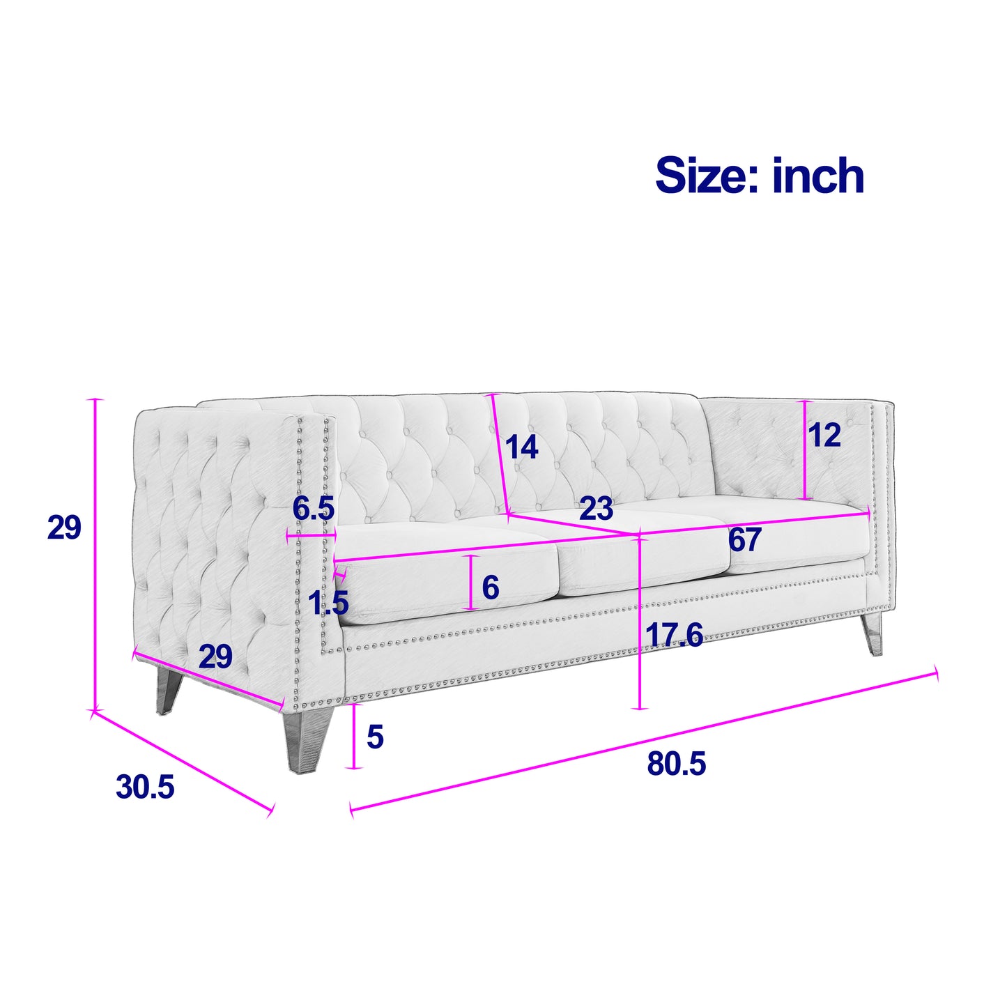 {Contact us for 3D modeling} Velvet Sofa for Living Room,Buttons Tufted Square Arm Couch, Modern Couch Upholstered Button and Metal Legs, Sofa Couch for Bedroom, Black Velvet(W834S00022) House to Home Furnishings LLC