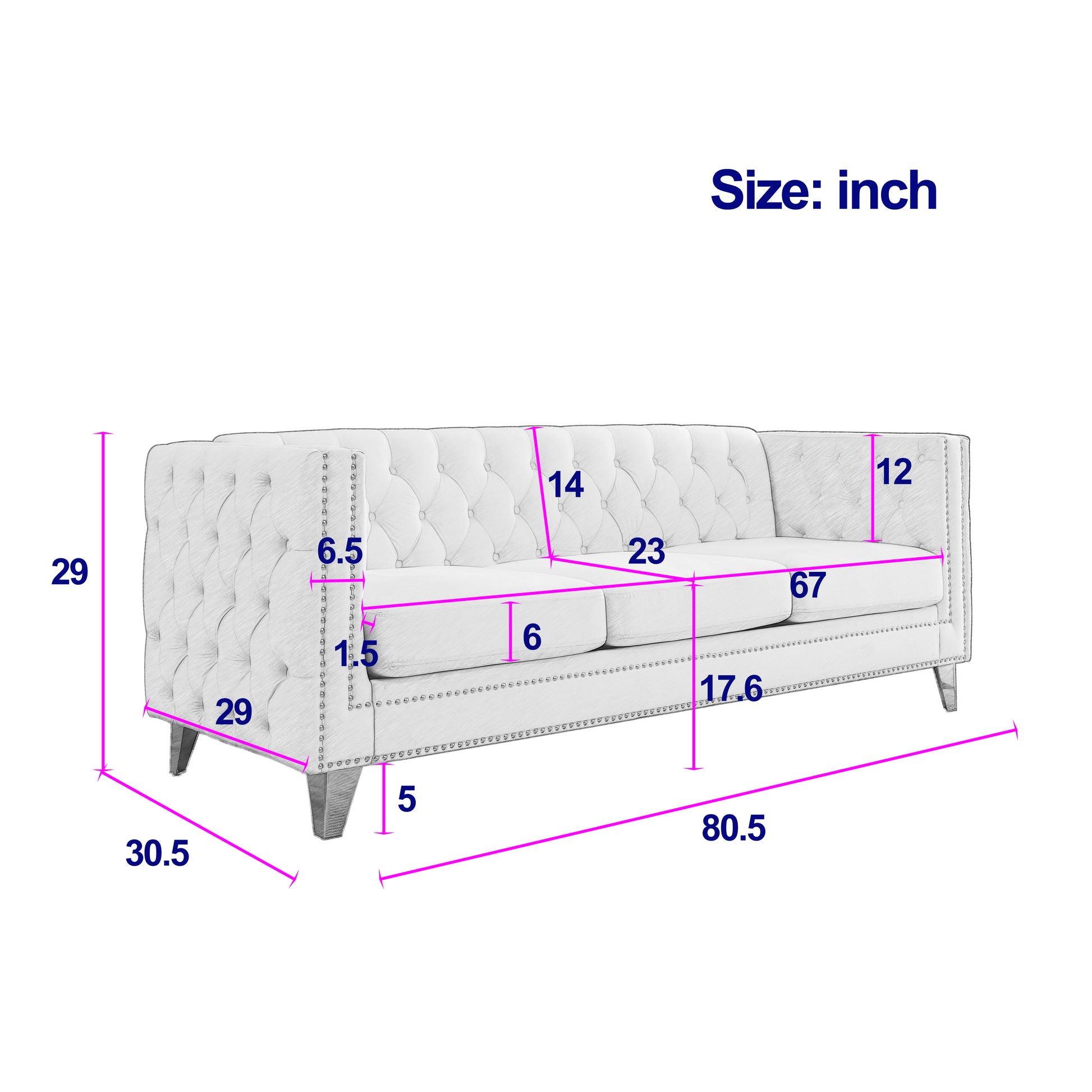 {Contact us for 3D modeling} Velvet Sofa for Living Room,Buttons Tufted Square Arm Couch, Modern Couch Upholstered Button and Metal Legs, Sofa Couch for Bedroom, Black Velvet(W834S00022) House to Home Furnishings LLC