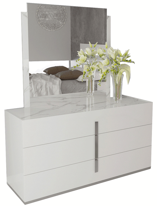 ESF Furniture - Carrara White Dresser/Mirror - CARRARADRESSERWHITE ESF Furniture